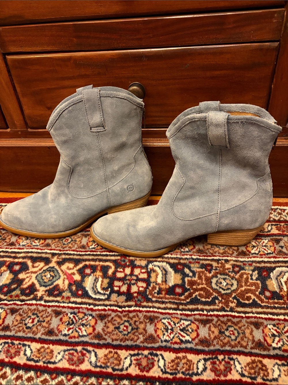 Born Light Blue Suede Western Ankle Boots - Picture 15 of 17